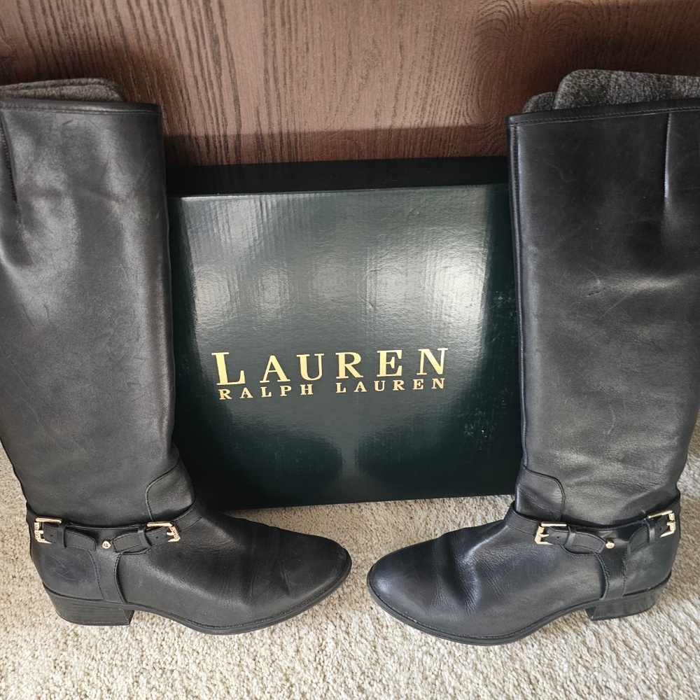 Ralph Lauren Bryce Black Black Knee High Boots